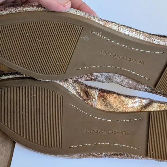 Great condition FRYE women's metallic Regina Ballet Flats Size 10 - Picture 11 of 13
